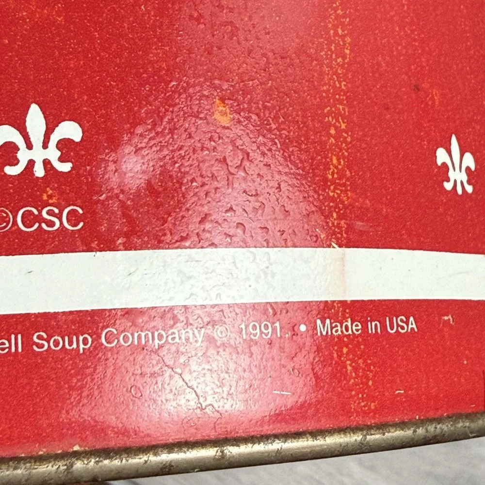 Vintage Campbell Soup Company Campbell Kids Wastebasket Red Metal USA Kitchen
